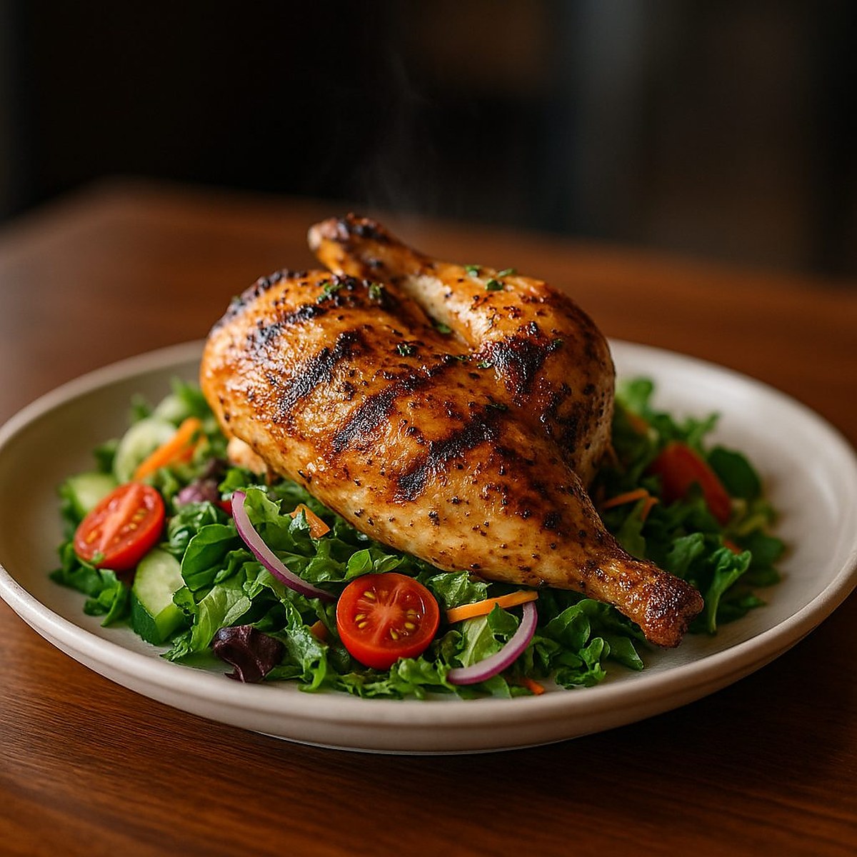 Grilled chicken with fresh salad